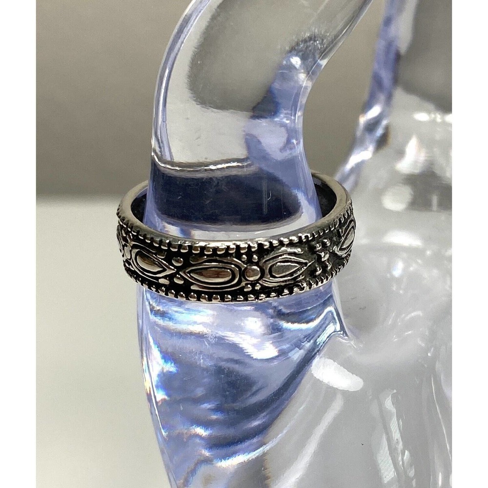 925 NF Thailand Ring Sterling Silver Band Design Women’s Size 9 3.63g - Picture 11 of 12